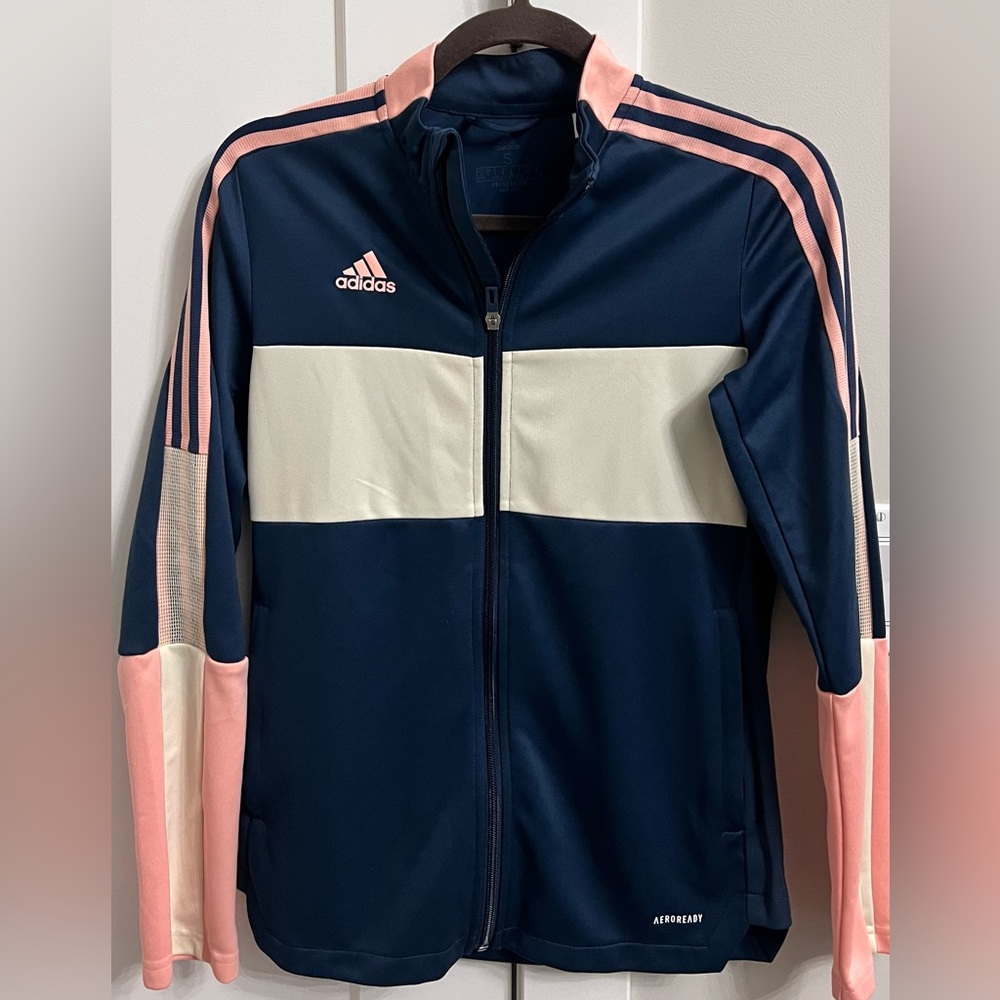 Adidas Tiro 21 AEROREADY Track Jacket Crew Navy Glow Pink Womens Size Small